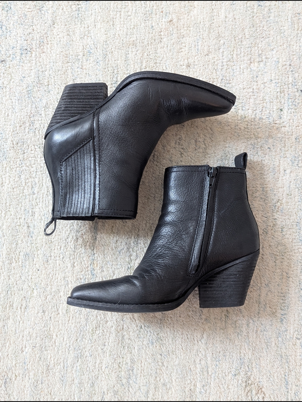 Zodiac Robyn Block Heel Western Black Ankle Boot